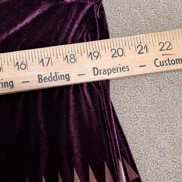 Jessica Holbrook velvet top shirt plum eggplant native aztec geometric print S/M - Picture 5 of 8